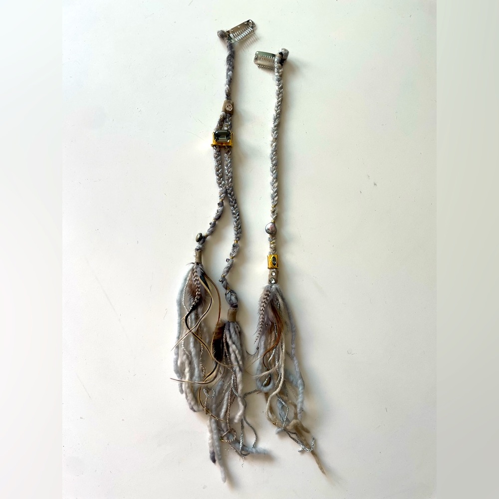 Burning Man/Festival Feathered and Jeweled Hair Clips Never Worn